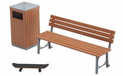 Hasagawa Bench & Trash Can